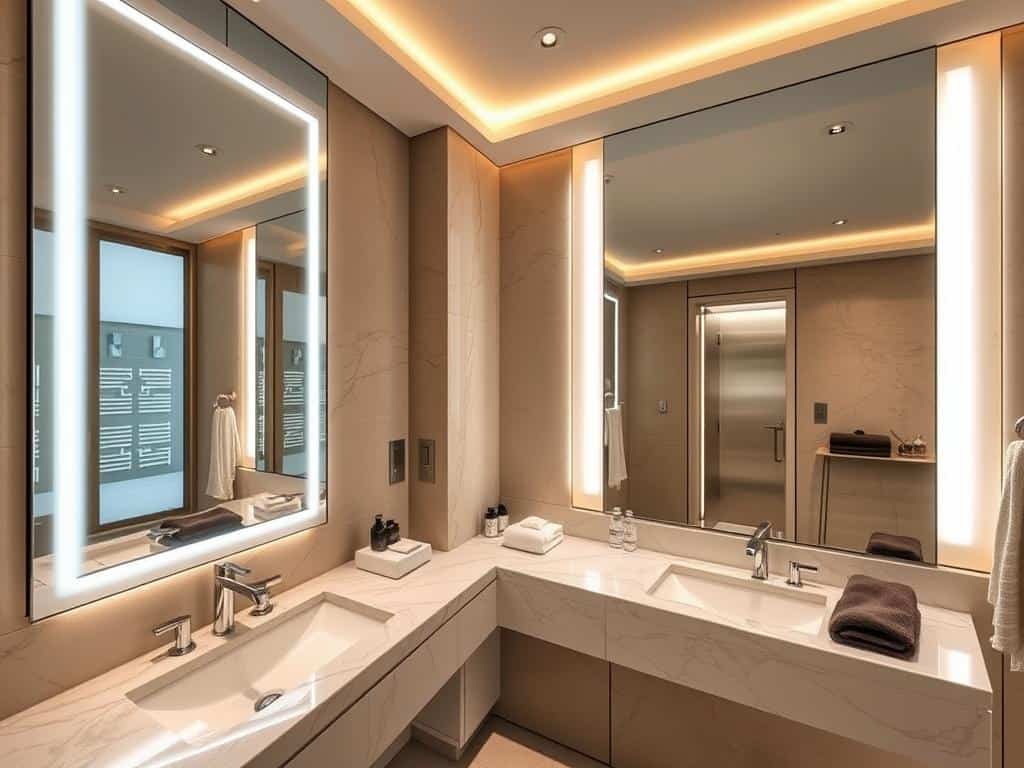 smart mirrors in luxury bathroom design