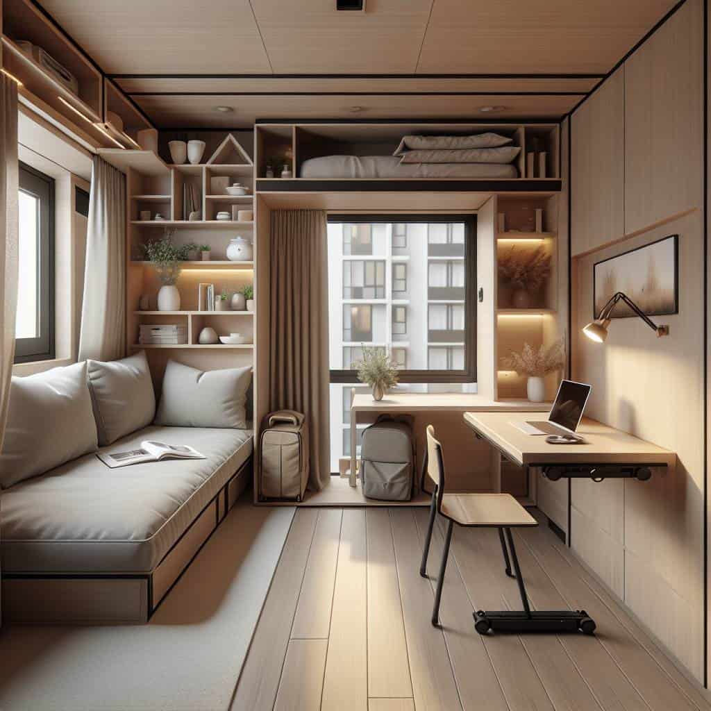 Space-saving furniture for tiny homes interior.
