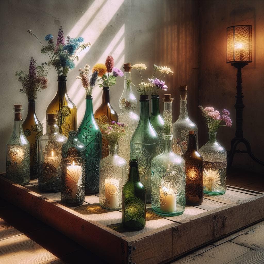Transform Trash to Treasure: Creative Ideas for Upcycling Glass Bottles 2 Creative upcycling glass bottles as art.